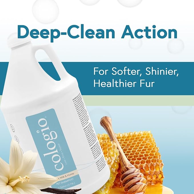 Moisturizing Dog Shampoo, Deodorizing Manuka Honey Vanilla Scented Pet Shampoo for Dogs, Made in USA Itchy Dry Skin Itch Relief Puppy Bath Soap for Sensitive Skin – Gentle, Cruelty-Free (1Gal)