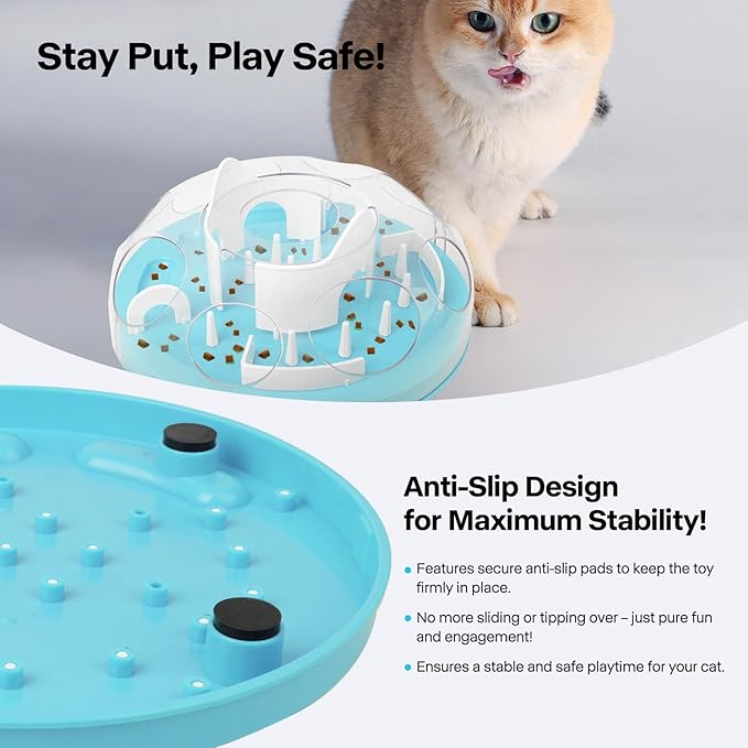 PAWISE Interactive Cat Puzzle Feeder,Adjustable Slow Feeder Toy for Indoor Cats, Non-Slip, Food-Safe Cat Enrichment Toys,Food Treat Dispenser,Mental Stimulation Toys for Bored Cats