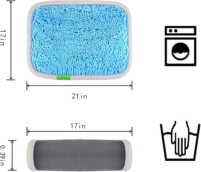 Snuffle Mat for Dogs, 17" x 21" Dog Snuffle Mat Interactive Feed Game for Boredom, Encourages Natural Foraging Skills and Stress Relief, Easy to Fill/Machine Washable with 2PCS Suction Cups