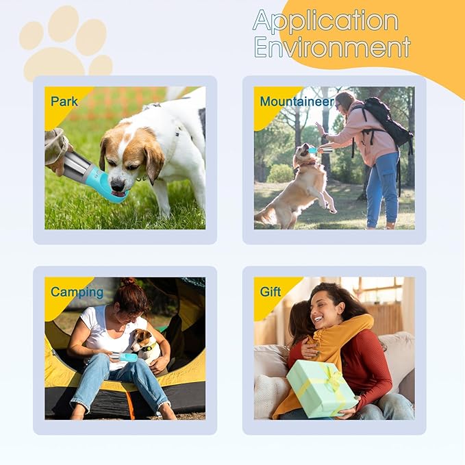 Portable Dog Water Bottle, 24 OZ, Stainless Steel Leak Proof Puppy Water Dispenser with Drinking Feeder for Pets Travel, Walking, Hiking and Outdoor Activities