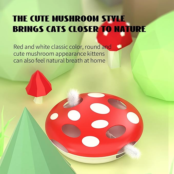 PAKEWAY Interactive Cat Toy, Automatic Cat Toys for Indoor Cats, Feather Toys, Eight Hole Structure and Two Ambush Feather,Infrared Sensor Activated