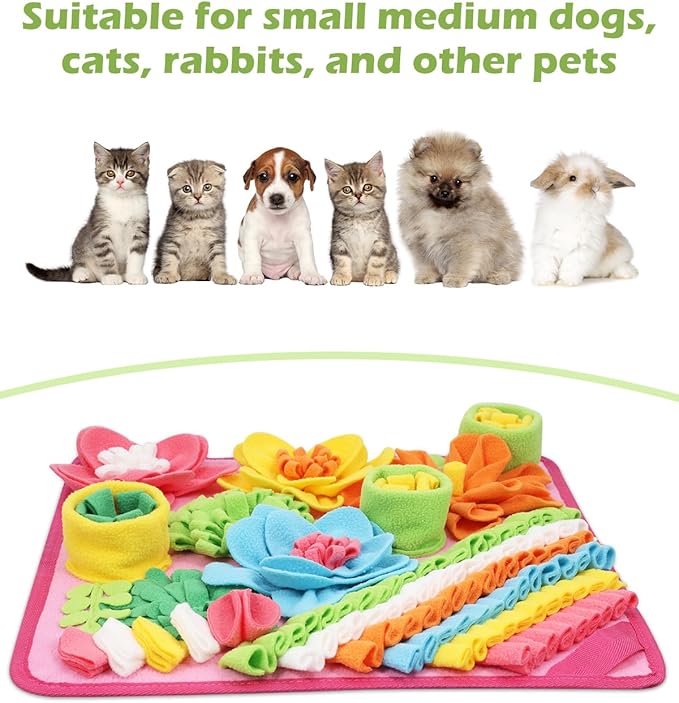 KeeKit Snuffle Mat for Dogs & Cats - Slow Feeding Mat for Small & Medium Breeds, Encourages Natural Foraging Skills, Durable Foraging Mat for Mental Stimulation, Pink