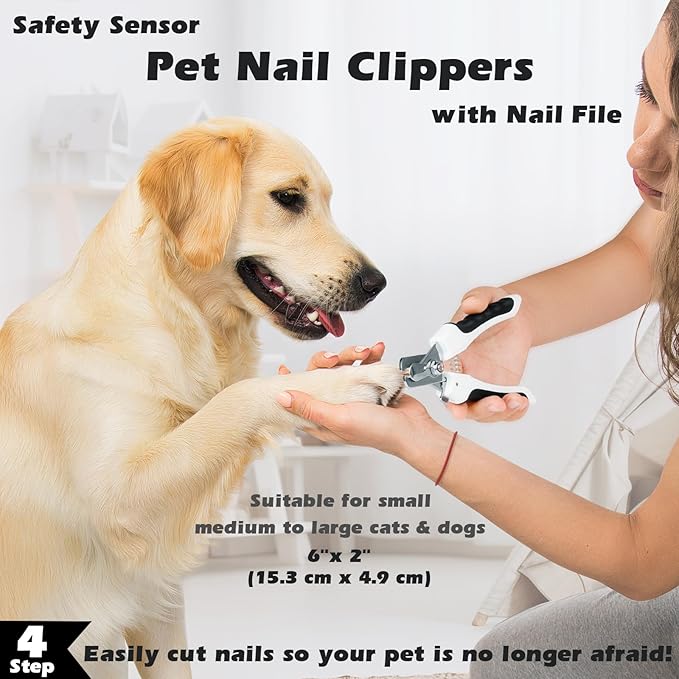 6 in 1 Pet Grooming Kit - Dog&Cat Comb, Deshedding Brush, Nail Clipper with File, Bath Brush - Premium Pet Supplies (Black White)