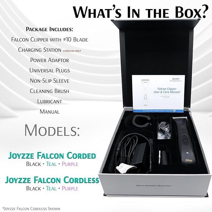 Falcon Cordless Clipper 2 Speed - Professional Grooming with Precision, Power, Low Noise, Dog Clippers for Grooming (Falcon Black)