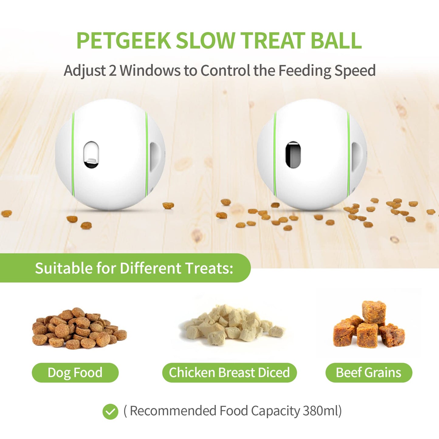 PETGEEK Interactive Treat Ball - Automatic Dispensing Dog Toys with IQ Training, Safe ABS Motion Balls
