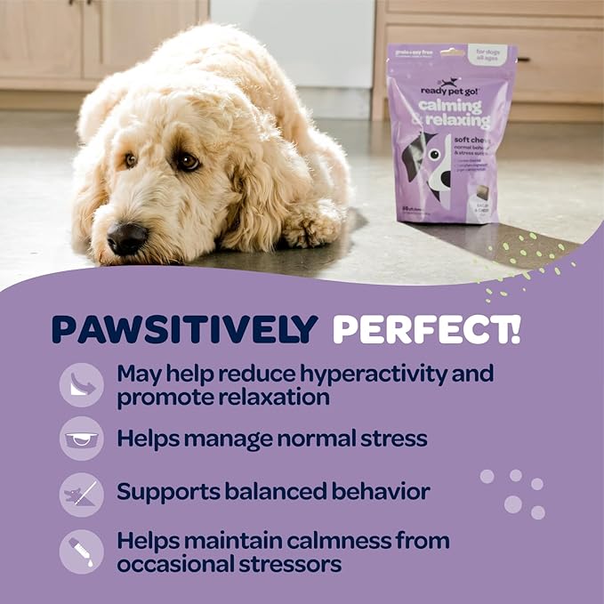 Calming Chews for Dogs | Herbal Dog Calming Chews for Anxiety from Normal and Occasional Stressors Including Separation Storms Grooming & Travel | NASC Certified & Made in The USA | 90 Count