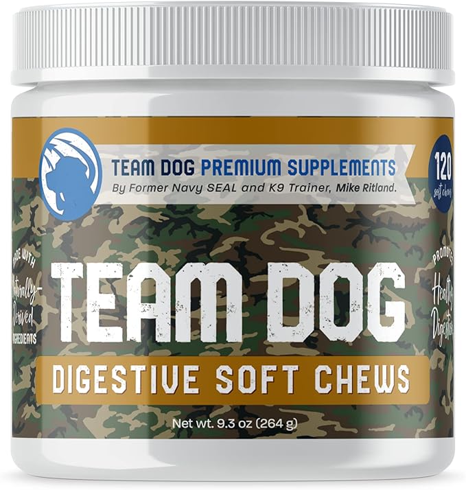 TEAM DOG Probiotic Chews for Dogs | Digestive Enzymes & Dog Probiotics for Yeast, Itchy Skin and Itchy Ears | for Allergies & Sensitive Stomachs | Promotes Digestive & Gut Health for Dogs | 120 Count