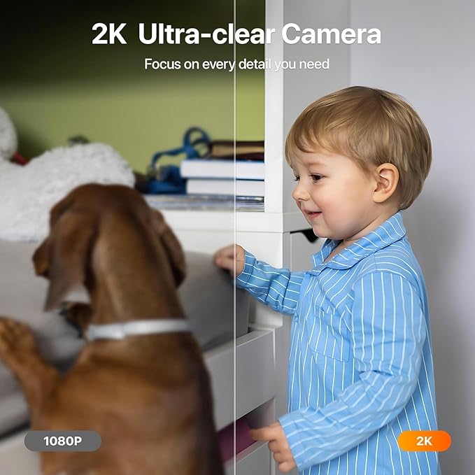 Tenda 2K Indoor Security Camera, WiFi6 Pet Camera for Home Security, 360°, 2-Way Audio, Motion Detection for Baby and Pet Monitor, Night Vision, Cloud & SD Card Storage, One-Touch Call (CP3-V3.0)