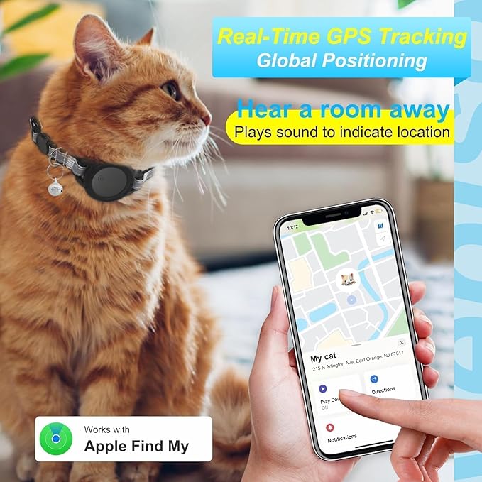 GPS Tracker for Cats (2 Pack), Mini GPS Cat Tracker, Smart Pet Activity Tracker, No Monthly Fee, Compatible with Apple Find My(iOS Only), Anti-Lost, Finder Tag for Vehicles, Pets, Kids, Items