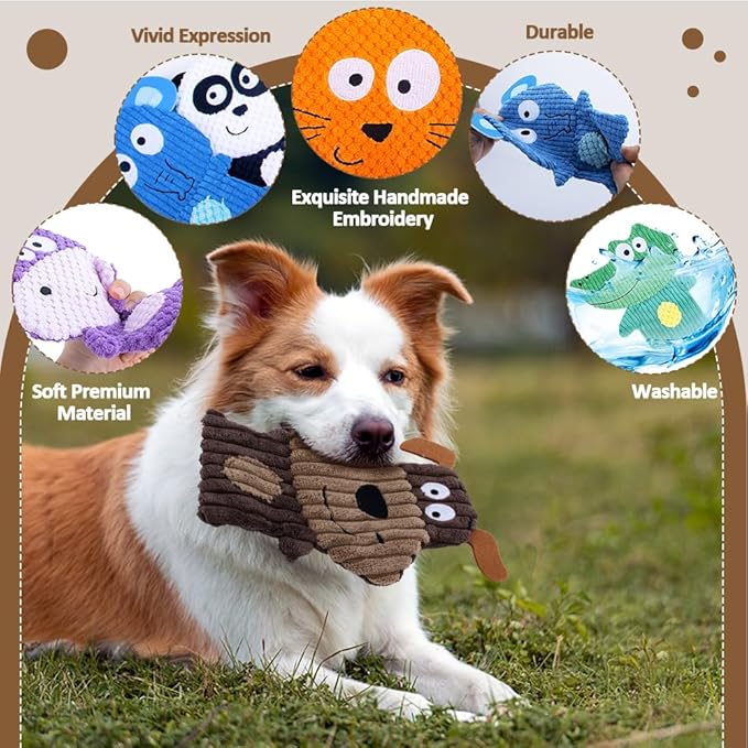 No Stuffing Dog Squeaky Toys, 8 Pack Stuffless Dog Chew Toys, Tough Soft Plush Crinkle Toys, Pet Supplies Durable Puppy Teething Interactive to Keep Them Busy for Small Medium Breeds