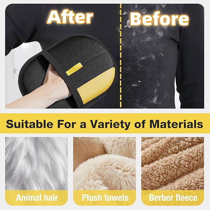 Pet Hair Removal Glove - 2025 Upgraded Electrostatic Pet Hair Remover, Cat & Dog Hair Remover Tool for Couch, Furniture, Carpet, Car Seat, Clothing, Reusable Double Sided Cat Grooming Gloves (2PCS)