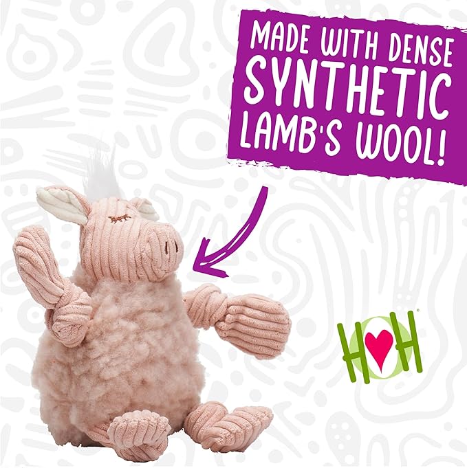 HuggleHounds Plush Dog Toy - Fuzzy Dog Toy, Soft Fleece, Interactive Durable Stuffed for Small and Large Breeds with Squeaker - Louise Lamb, Large