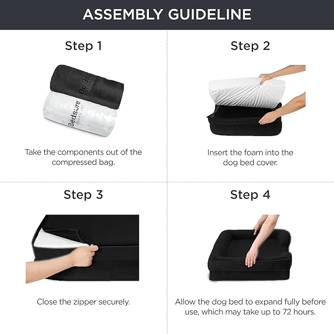 Bedsure XL Orthopedic Dog Bed for Extra Large Dogs - Washable XLarge Dog Cat Bed Waterproof, Comfort Dogs Couch Sofa with Washable Removable Cover, Pet Bed with Nonskid Bottom, Black, 42"