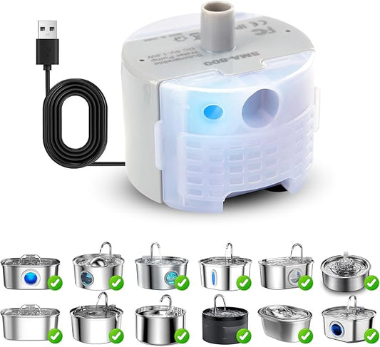 Cat Water Fountain Pump, Pet Water Fountain Replacement Pump SMA-800 Submersible Motor for Stainless Steel Indoor Cat Fountain Pump Replacement(Bottom Pumping)