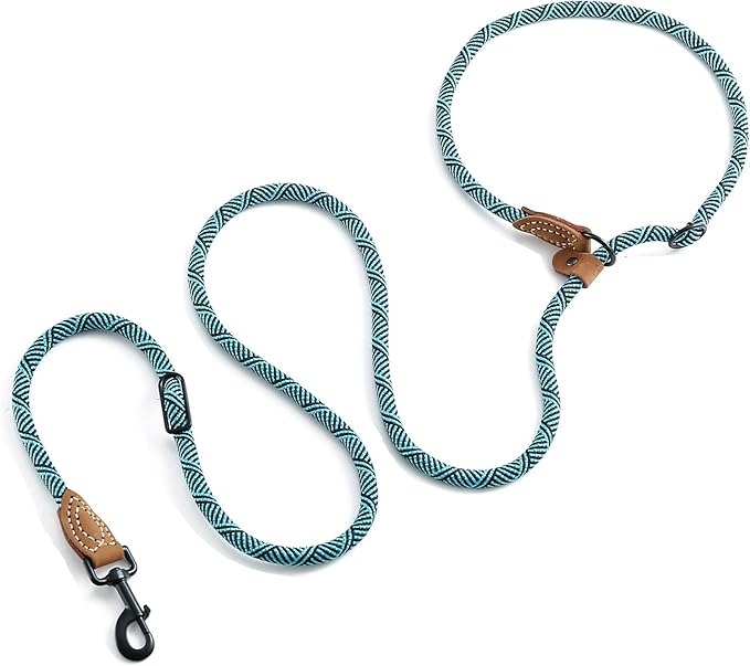 Mile High Life Hands Free Dog Leash, Crossbody Waist Leash with Genuine Leather Connection, Multifunctional Adjustable Slip Lead for Dog Walking Running (Green, 7FT)