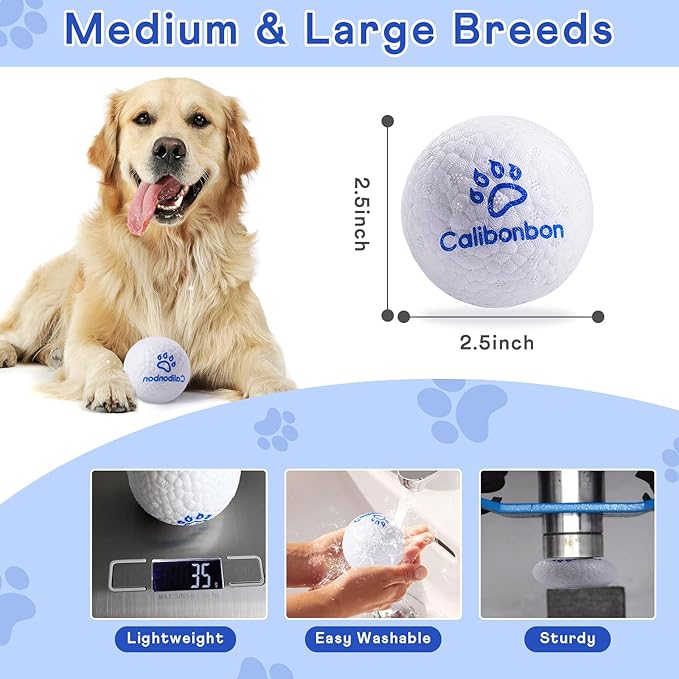 Durable Dog Chew Herding Balls - Indestructible Tennis Balls for Aggressive Chewers -Teething Toys for Puppies, Medium & Large Dogs-Interactive Bouncy Fetch Water Toys