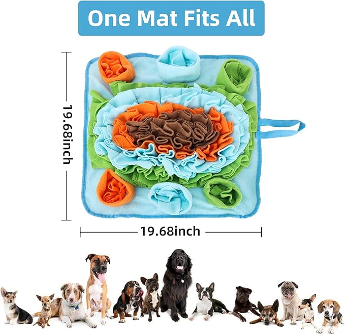 Snuffle Mat for Dog Puzzle Toys Interactive Pet Food Mat Cat Feeding with Fixing Handle Brain Stimulating Hand and Machine Washable Perfect for Any Breed