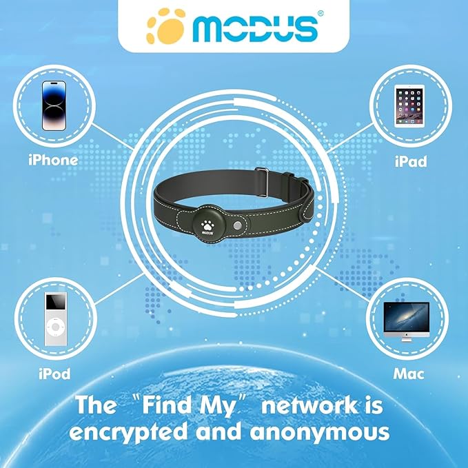 GPS Tracker for Dogs, 2 in 1 Pet Tracking Smart Collar (Only iOS), No Monthly Fee GPS Tracker Dog Collar, Real-time Location Comfortable PU Tracker Tag for Small, Medium Large Dogs(Locator Included)