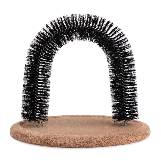 Hollypet Self Grooming Massager and Scratcher Toy - Cat Arch Brush for Back Grooming, Hair Cleaner Pads