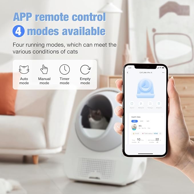 CATLINK Self Cleaning Automatic Litter Box for Cats - Hands-Free Cleanup with App Control, Double Odor Removal - Extra Large Size for 3.3~22lbs Cats - Smart Robot Cat Litter Box (Upgrade)