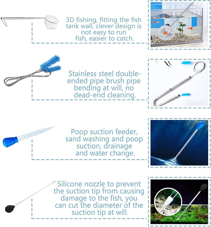 Aquarium Fish and Shrimp Feeding Dish Set, Fish Shrimp Feeder Tube Kit, Perfect for Easy and Feeding of Your Aquatic Pets, with Feeding Ring and Cleaning Brush