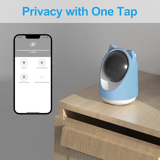 Security Camera Indoor,Wi-Fi &Two-Way Audio,Indoor Camera for Home,Baby/Dog/Cat/Pet Camera with Phone app,Night Vision,Motion Tracking, Compatible with Alexa (Blue)