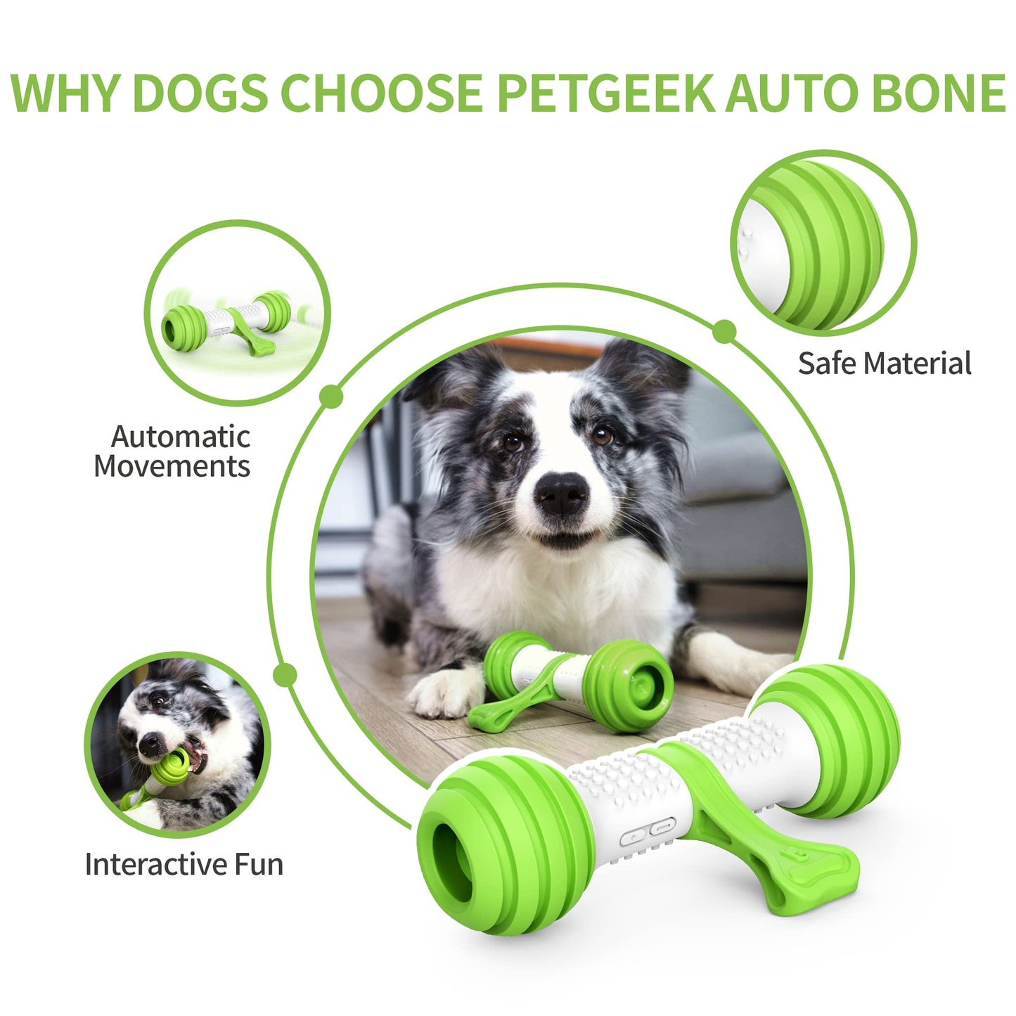 PETGEEK Bundle 2 items Treat Dispenser Dog Toys Automatic Dog Bone Toy & Gigwi Interactive Dog Puzzle Toys Automatic Pet Feeder with Dual Power Supply and Remote Control