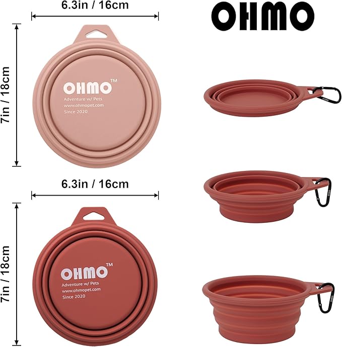 OHMO Large Collapsible Dog Bowls, (2 Pack 27oz/800ml) Premium Silicone Portable Travel Water Food Foldable Bowls Pet Feeding Bowl for Outdoor Camping Hiking