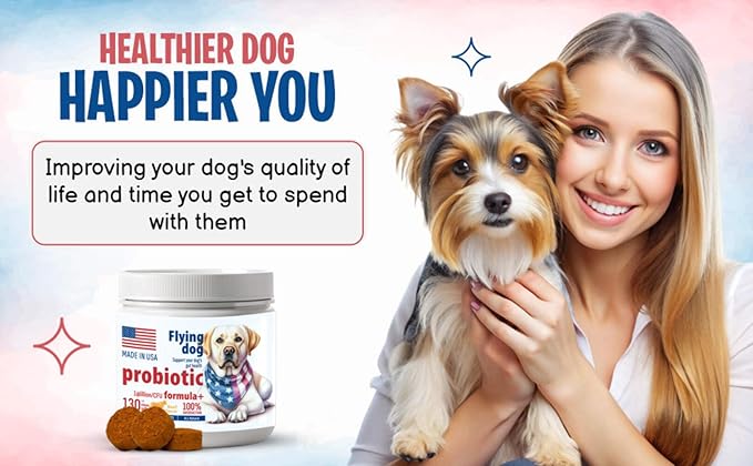 Flying Dog Probiotics for Dogs, Digestive Health, Diarrhea & Bowel Support, Dog Probiotics Soft Chew for Pet Immune System, Pumpkin, Dog probiotics for Yeast, Itchy Skin and Itchy Ears