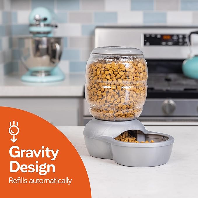 Petmate Replendish Gravity Feeder, 5 lb, Blue, Made in USA