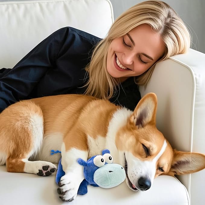 Squeaky Dog Toy Cute Plush Dog Toys Safe Puppy Teething Chewing for Small, Medium, and Large Breed Stuffed Hours of Fun ๐๐ฎ๐๐๐ฅ๐ ๐๐ฎ๐๐๐ฒ ๐๐จ๐ซ pups-Hippo