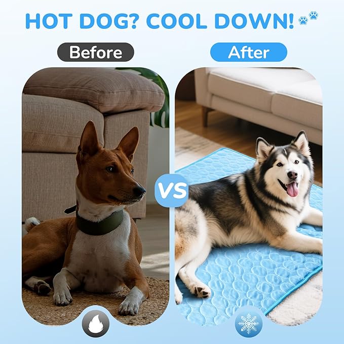 awrose Dog Cooling Mat, Summer Self Cool Pet Cooling Blanket for Dogs Cats, Easy Washable Foldable Dog Cool Pad for Crate, Bed, Floor, Car Seats, Lawns, Indoor, Outdoor