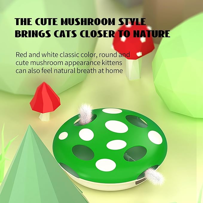 PAKEWAY Interactive Cat Toy, Automatic Cat Toys for Indoor Cats, Feather Toys, Eight Hole Structure and Two Ambush Feather,Infrared Sensor Activated