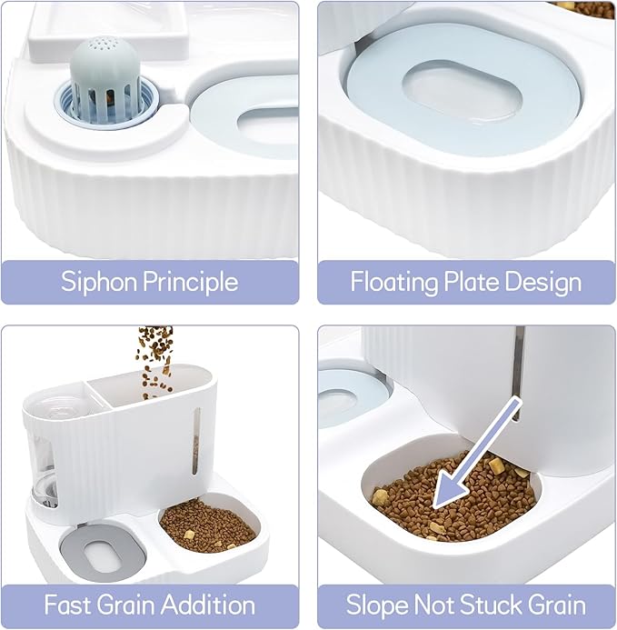 Kathson 2 in 1 Auto Cat Feeder and Waterer, Gravity Pet Feeder for Dry Food, Indoor/Outdoor Cats (Green)