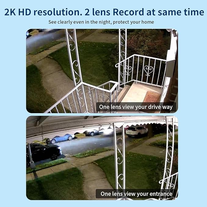 Dual Lens WiFi Security Camera Outdoor,5G/2.4G PTZ Outdoor Auto Tracking,HOM Security Surveillance System Camera,WiFi,Night Vision,7/24 Recording