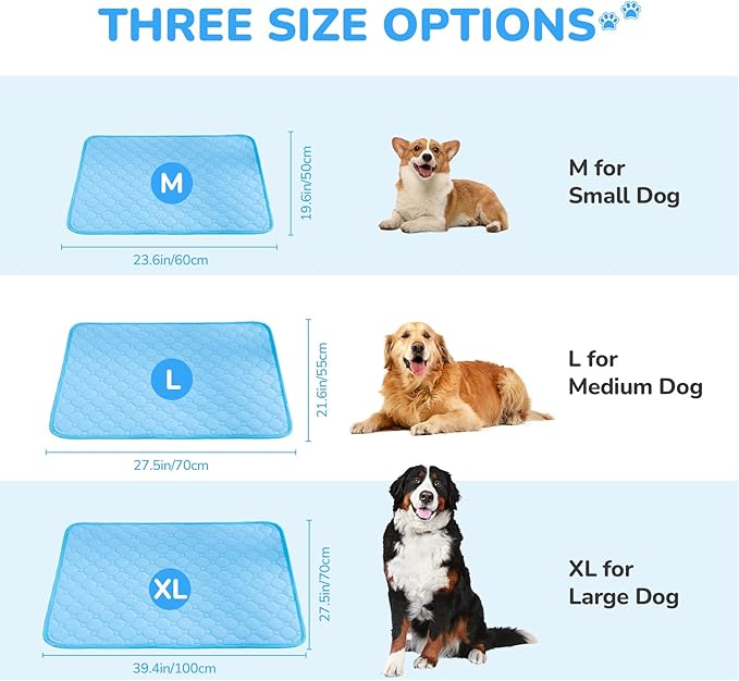 awrose Dog Cooling Mat, Summer Self Cool Pet Cooling Blanket for Dogs Cats, Easy Washable Foldable Dog Cool Pad for Crate, Bed, Floor, Car Seats, Lawns, Indoor, Outdoor