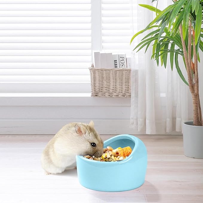 1 Blue Small Animal Bowl - Durable Hamster Food & Water Dish, Easy-Clean Design for Guinea Pigs, Rabbits, Hedgehogs, Birds (Parrots, Finches), Gerbils and Mice Hamster Bowl