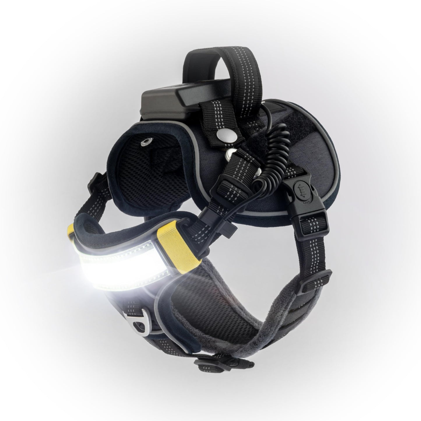 Lumi One LED Dog Harness for Night Visibility and Safety, Patent Pending – High-Visibility Light-Up Dog Vest with 1000 Lumen LED, Rechargeable Battery, Adjustable Fit, Reflective Trim (Black, Medium)