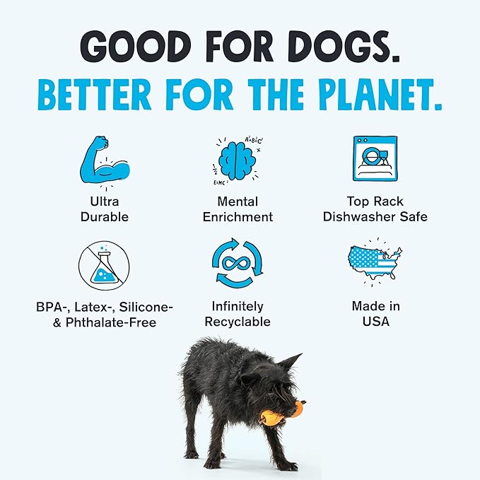 WEST PAW Zogoflex Qwizl Dog Puzzle Treat Toy – Interactive Chewing for Dogs – Dispenses Pet Treats – Brightly-Colored Dog Enrichment Toy for Aggressive Chewers, Fetch, Catch, Large 6.5", Periwinkle