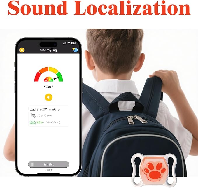 GPS Tracker for Dogs and Cats - No Monthly Fee/Subscription, No SIM Card Required - Real-Time Alerts, Historical Routes - Waterproof, Lightweight - Compatible with Android & iOS, Fits Any Collar