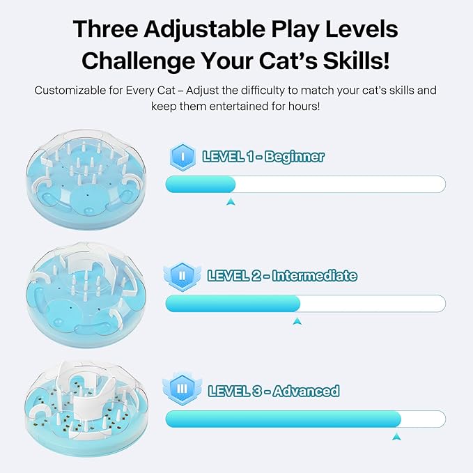 PAWISE Interactive Cat Puzzle Feeder,Adjustable Slow Feeder Toy for Indoor Cats, Non-Slip, Food-Safe Cat Enrichment Toys,Food Treat Dispenser,Mental Stimulation Toys for Bored Cats