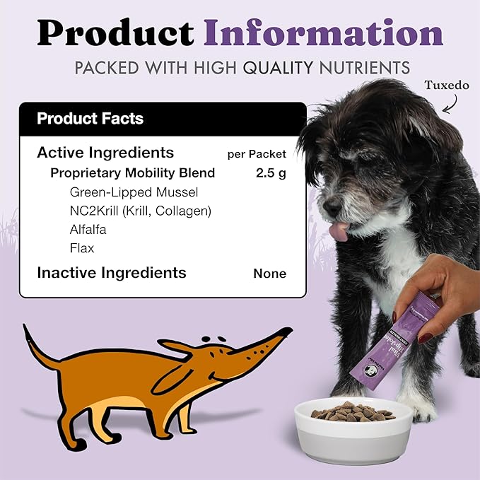 Vital Hip & Joint Supplement for Dogs and Cats - Dog Joint Supplement, Mobility Support, Inflammation Defense, Green Lipped Mussels, Krill, Collagen for Dogs, Veterinarian Developed, 30 Packets