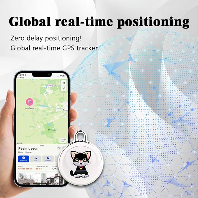 GPS Tracker for Dogs Cats Smart Pet GPS Tracker Mini Real-Time Pet Locator Waterproof Lightweight Locator with 1-Year Battery Track History| Android and iOS Universal | No Subscription