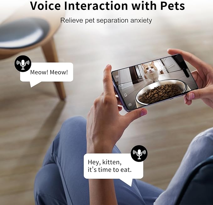 Lychee Automatic Cat Feeder with Camera, 5G WiFi Pet Feeder, 1304P HD Video with Night Vision,2-Way Audio Smart App Control, 4L Dry Food Dispenser for Cats and Samll Dog