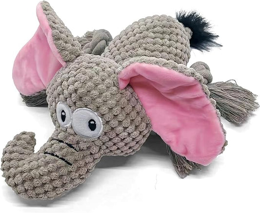 AIMETING Dog Toys, Durable Dog Chew Toys, Dog Squeak Toy with Fun Crinkle Paper, Plush Toys Suitable for Small, Medium, Large Dogs (Elephant)