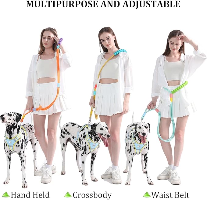 JSXD Dog Leash,5 FT Heavy Duty Dog Training Leash,Double Handle Comfortable Padded Hands Free Dog Leash,Adjustable Crossbody Waist Leash for Small Medium Large Dogs(Yellow)