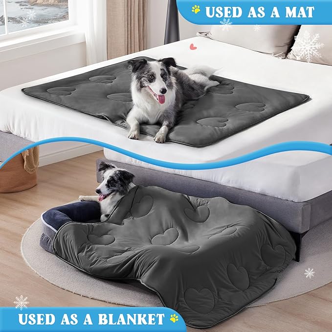 Cooling Blanket for Dogs, Lightweight & Durable Dog Cooling Mat, Q-MAX>0.45 Soft Breathable Pets Comforter for Couch, Bed & Car Essential - Dark Grey 40x50 Inches
