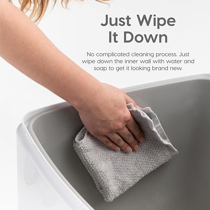 IRIS USA Top-Entry Litter Box with Scoop, Enclosed Square Style Litterbox with Odor Control, Easy to Clean for Cats, Covered Dog Proof Litter Box Design, White/Gray