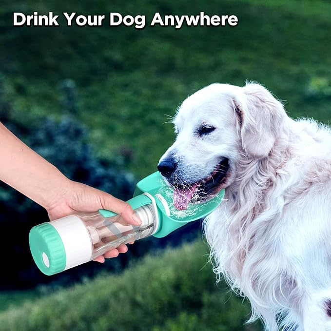 Dog Water Bottle, Portable Pet Water Bottle with Food Container and Drinking Feeder, Leak Proof, BPA-Free, Foldable Puppy Water Cup Dispenser for Outdoor Walking, Travel, Hiking 12OZ