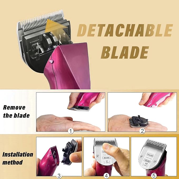 Detachable Adjustable Pet Dog Grooming Clipper Replacement Blade Compatible with WAHL Professional Animal Blade Arco, Bravura, Chromado, Creativa, Figura, and Motion Pet, Dog, and Horse Clippers(3F2)